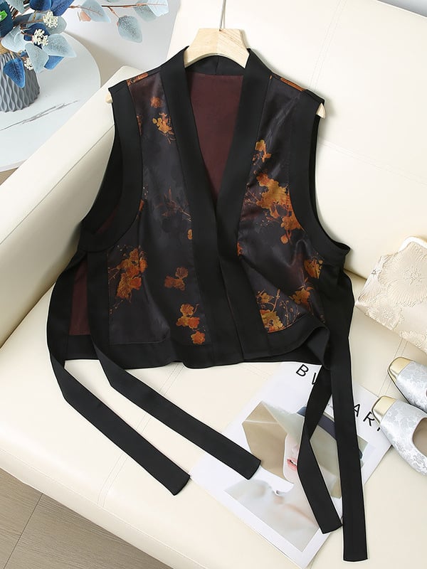 Vesta stil chinezesc pentru femei, poliester, lungime 50–65 cm, conținut principal de țesătură 80–90%