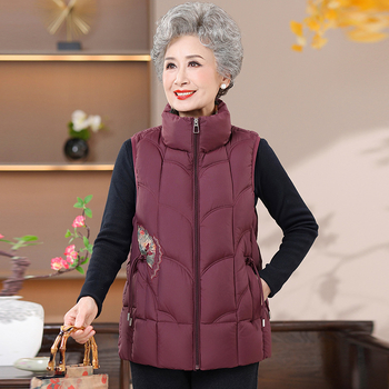 Vestă de exterior brodată pentru femei, lansare toamnă 2025, poliester (>95%), stil chinezesc, elegant pentru navetă, lungime 50–65 cm, cu etichetă la guler și etichetă de agățare