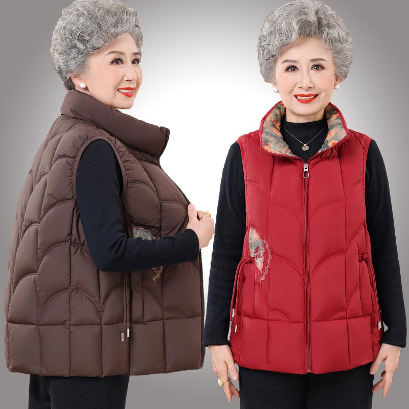 Vestă de exterior brodată pentru femei, lansare toamnă 2025, poliester (>95%), stil chinezesc, elegant pentru navetă, lungime 50–65 cm, cu etichetă la guler și etichetă de agățare