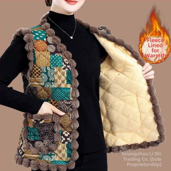 Ženská vesta na jeseň-zimu s vlneným výplňom, V výstrih, A strih, dĺžka 50–65 cm, hlavný materiál viskoza