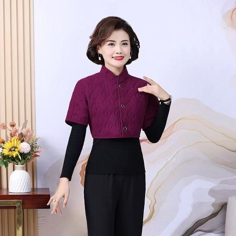 Vesta de iarnă pentru femei, cu guler înalt, model floral, țesătură din poliester, umplutură poliester-coton, croială lejeră