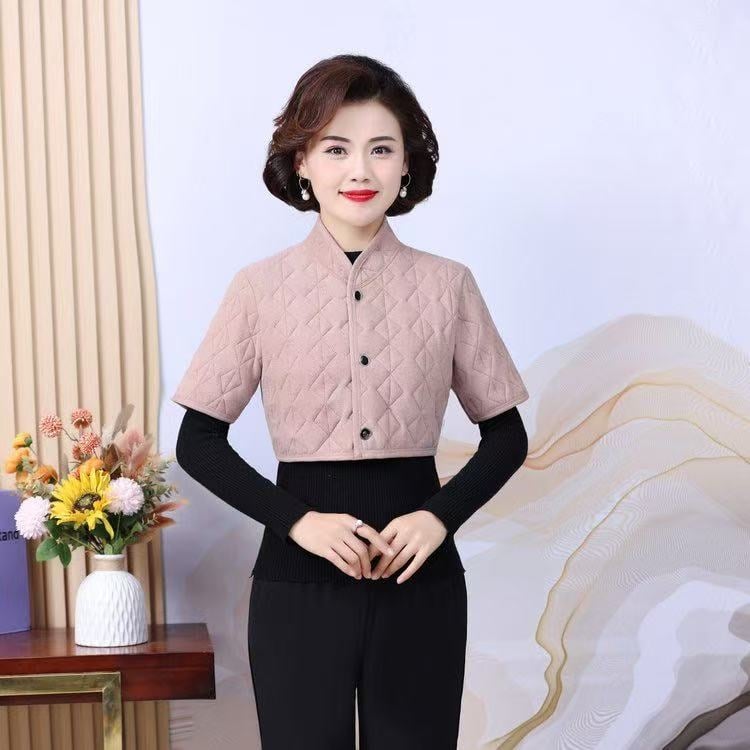 Vesta de iarnă pentru femei, cu guler înalt, model floral, țesătură din poliester, umplutură poliester-coton, croială lejeră