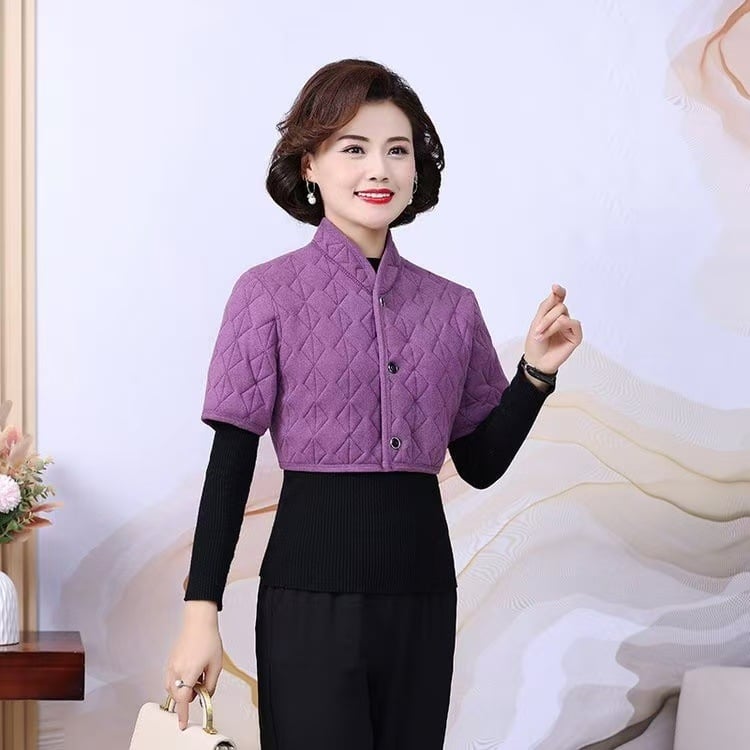 Vesta de iarnă pentru femei, cu guler înalt, model floral, țesătură din poliester, umplutură poliester-coton, croială lejeră