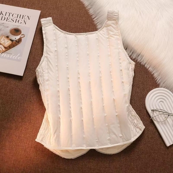 Női pehely mellény, könnyű, V-nyakú, cipzárral, poliészter, kacsa tollal töltve, tél 2025