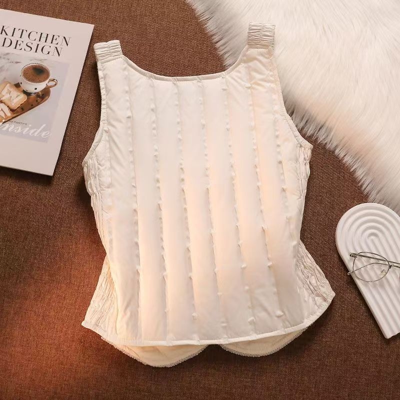 Női pehely mellény, könnyű, V-nyakú, cipzárral, poliészter, kacsa tollal töltve, tél 2025