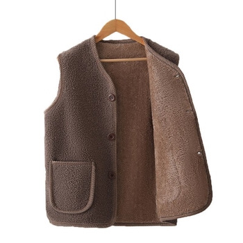 Houndstooth mintázatú mellény fleece béléssel, poliészter anyagból, töltet poliészter-pamut, nőknek, őszi-téli 2024