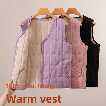 Vesta feminină căptușită cu fleece, toamnă-iarnă 2025, stil elegant pentru naveta urbană, model houndstooth, țesătură viscoză-poliester (90-95% poliester), lungime medie