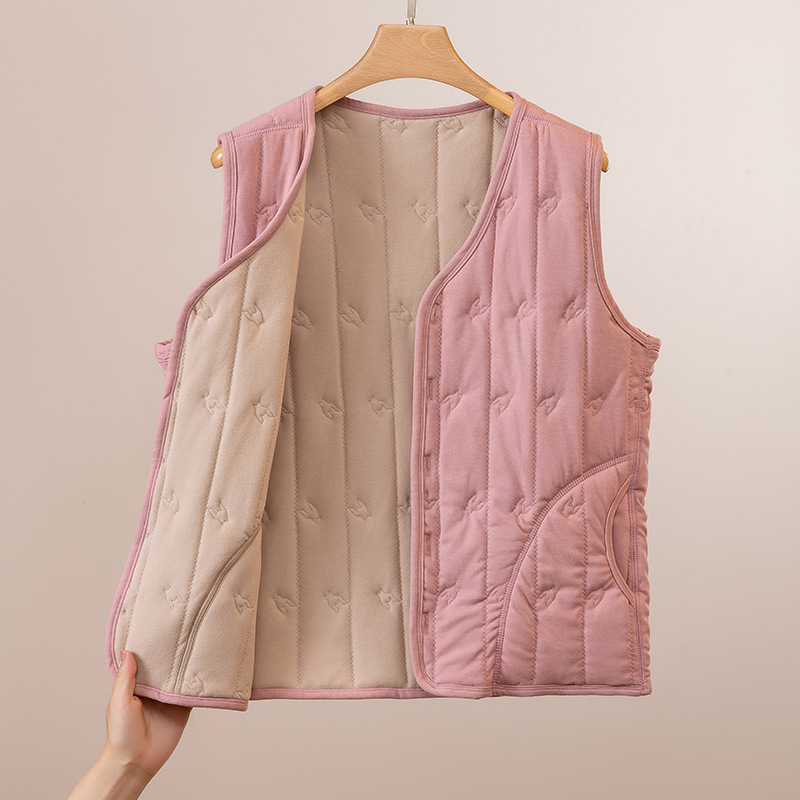 Vesta feminină căptușită cu fleece, toamnă-iarnă 2025, stil elegant pentru naveta urbană, model houndstooth, țesătură viscoză-poliester (90-95% poliester), lungime medie