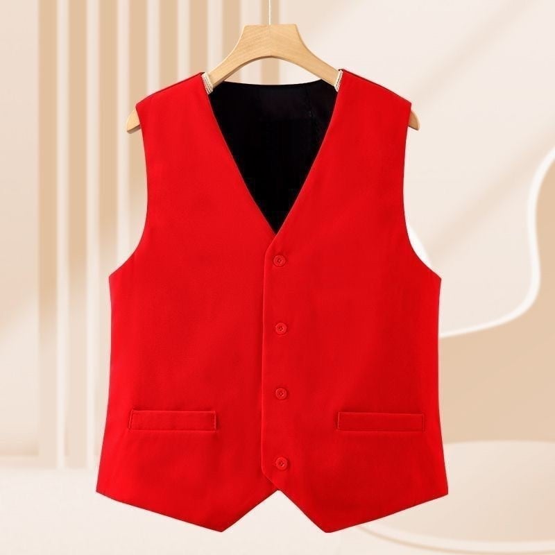 Vesta pentru femei adulte, stil primăvară-toamnă, lungime scurtă, decolteu în V, nasturi, poliester cu elastan (70-80% poliester, 20-30% elastan), lungime 50-65 cm
