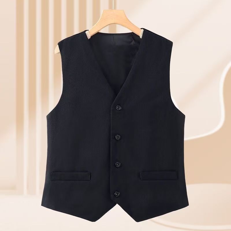Vesta pentru femei adulte, stil primăvară-toamnă, lungime scurtă, decolteu în V, nasturi, poliester cu elastan (70-80% poliester, 20-30% elastan), lungime 50-65 cm