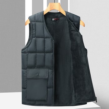 Férfi pamut mellény fleece béléssel idős korban, testhez álló szabás, töltet poliészter, alapanyag poliészter