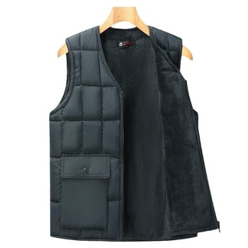 Férfi pamut mellény fleece béléssel idős korban, testhez álló szabás, töltet poliészter, alapanyag poliészter