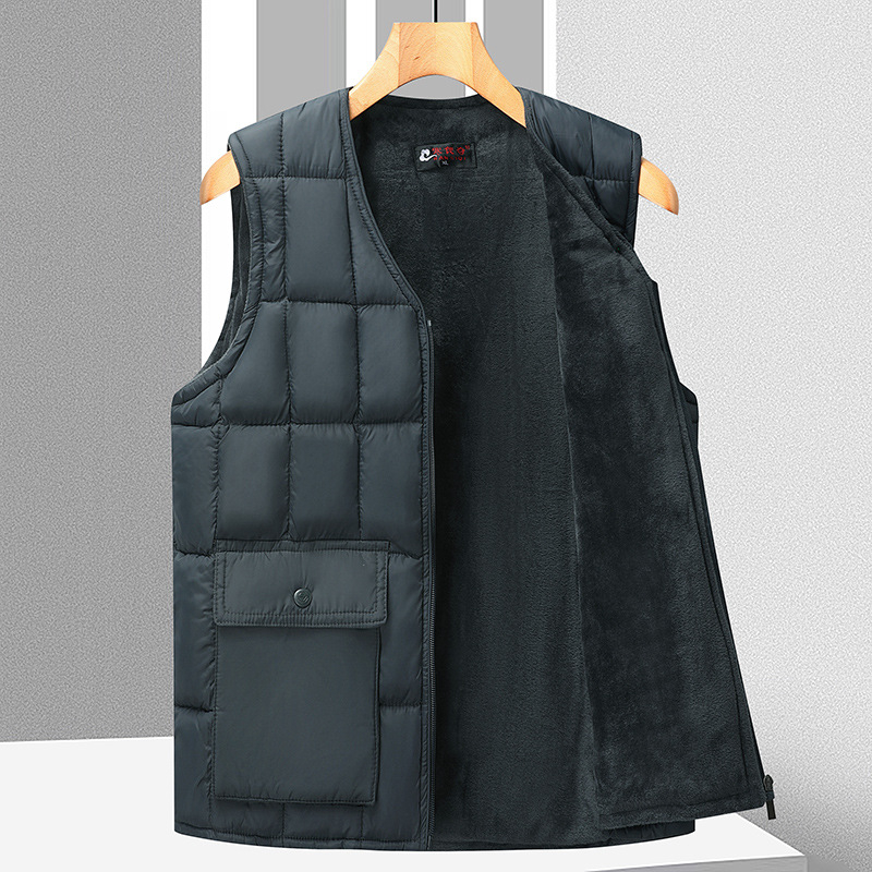 Férfi pamut mellény fleece béléssel idős korban, testhez álló szabás, töltet poliészter, alapanyag poliészter