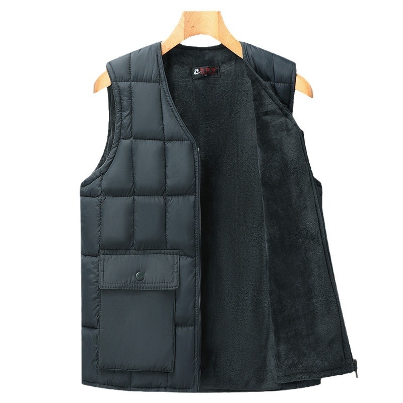 Férfi pamut mellény fleece béléssel idős korban, testhez álló szabás, töltet poliészter, alapanyag poliészter