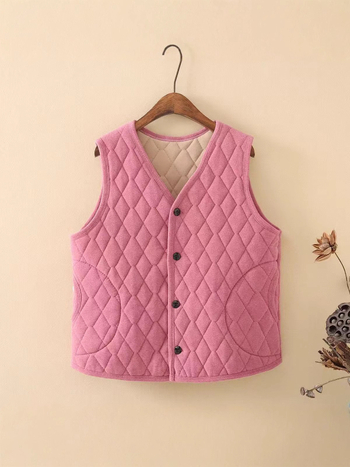 Női mellény fleeces béléssel, kardigán-stílusú, V-nyakú, Derong poliészter anyag, hossz 50-65 cm, őszi-téli