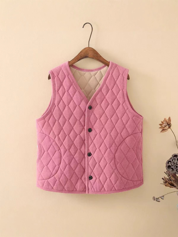 Női mellény fleeces béléssel, kardigán-stílusú, V-nyakú, Derong poliészter anyag, hossz 50-65 cm, őszi-téli