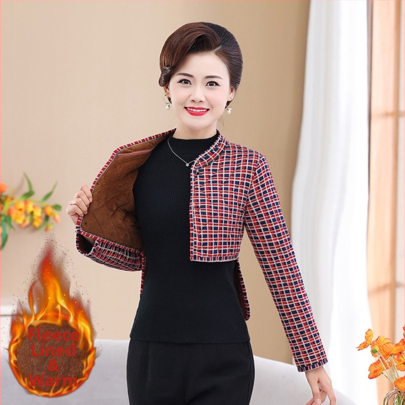 Teplá vesta s fleecovou podšívkou na ochranu paží a ramien pre ženy, zima 2025, kvetinový vzor, krátky strih 40–50 cm, bez žehlenia