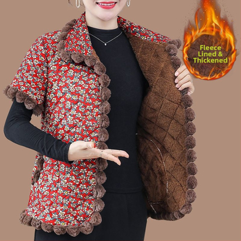 Dámska vesta s výplňou z vlneného materiálu, V-krk, flísová podšívka, zimné vonkajšie oblečenie 2025