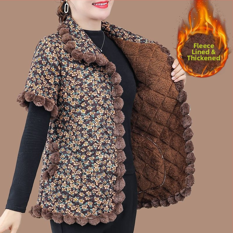 Dámska vesta s výplňou z vlneného materiálu, V-krk, flísová podšívka, zimné vonkajšie oblečenie 2025