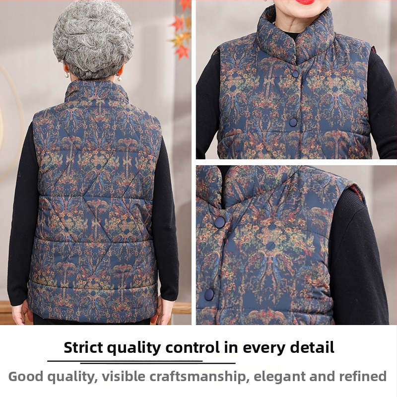 Bez piedurknēm vestes vecāka gadagājuma sievietēm, rudens 2025 – stāvošā apkakle, PVC audums, vienkrāsains stils, ķīniešu stil