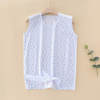 Безрукав памучен жилетка за възрастни жени, свободна кройка, закръглена яка, тънък плат 121-140 г/м²