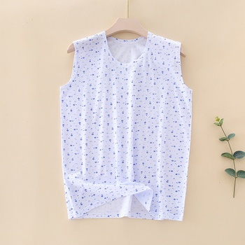 Безрукав памучен жилетка за възрастни жени, свободна кройка, закръглена яка, тънък плат 121-140 г/м²