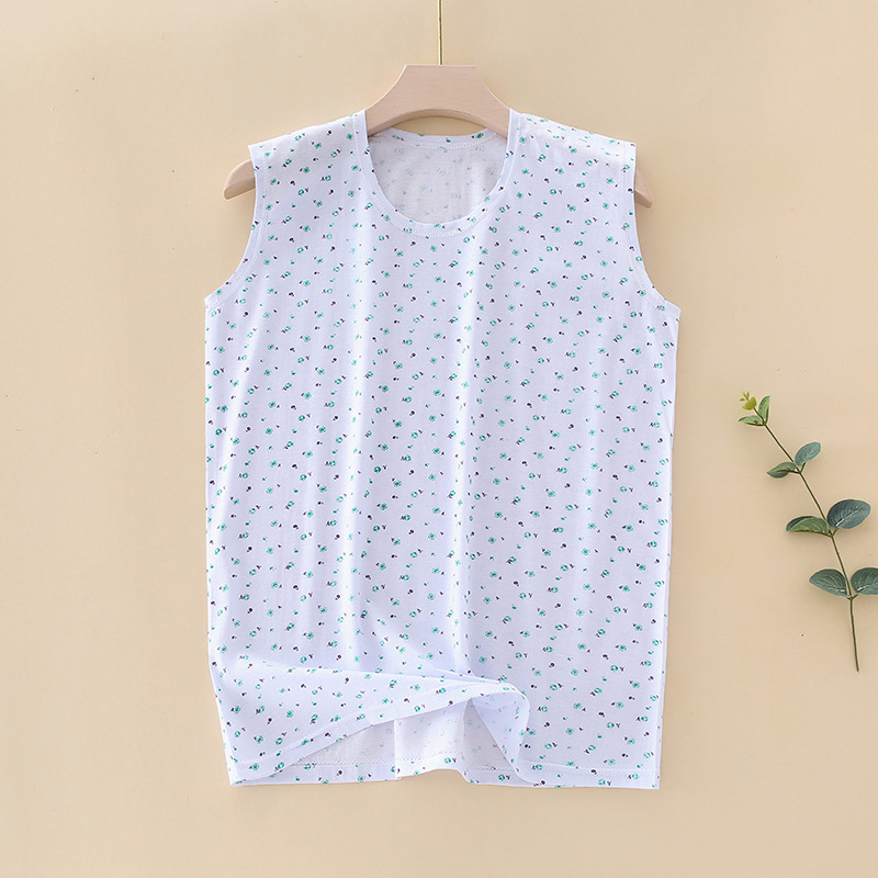 Безрукав памучен жилетка за възрастни жени, свободна кройка, закръглена яка, тънък плат 121-140 г/м²