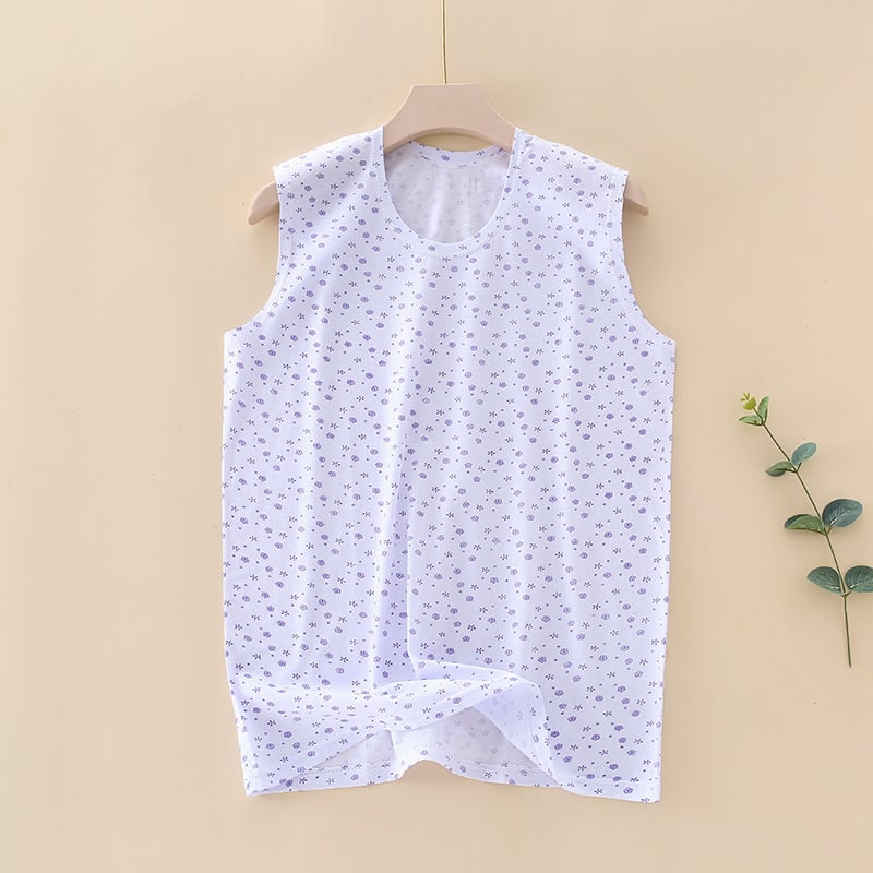 Безрукав памучен жилетка за възрастни жени, свободна кройка, закръглена яка, тънък плат 121-140 г/м²