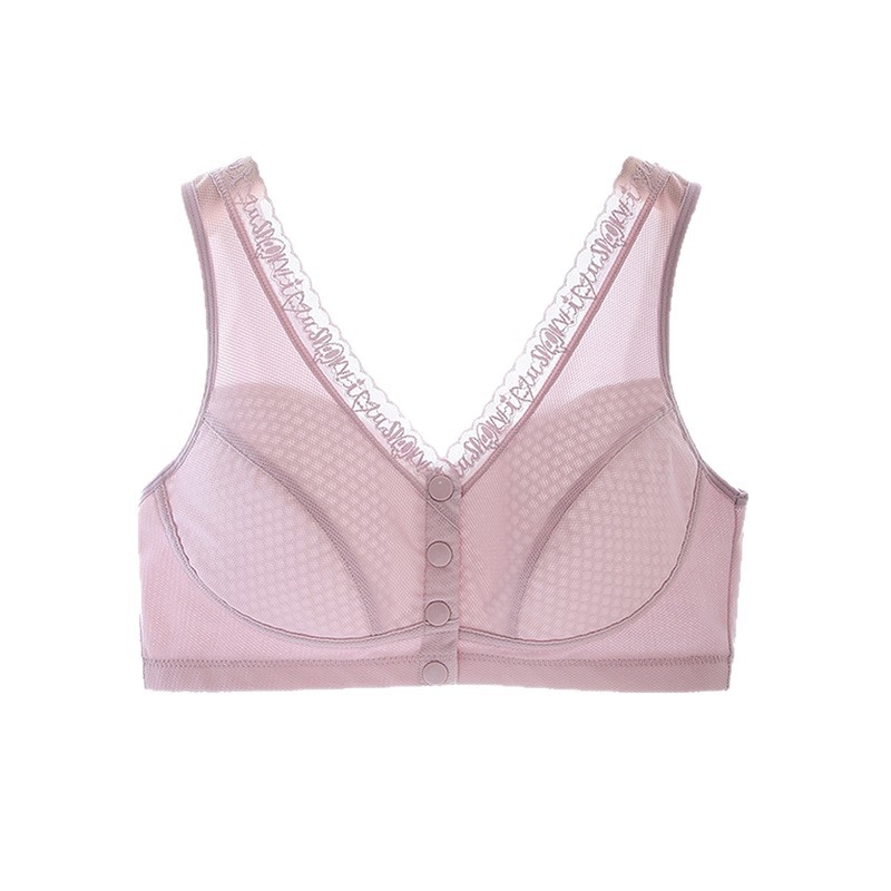 Sutien fără sârmă, stil vestă, cupă completă cu cupe subțiri modelate, închidere frontală, material nylon