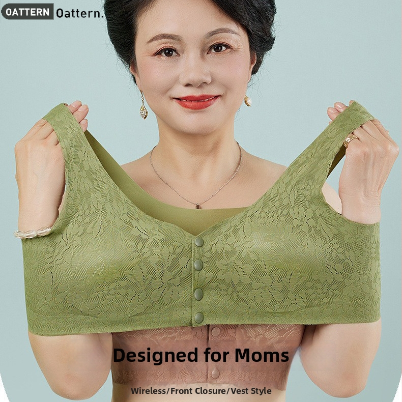 Be vielos krūštis su priekiniu užsegimu, 3/4 kaušiai, plonas formuojamas puodelis, nailoninis audinys, kvėpuojantis be siūlių dizainas, mamoms