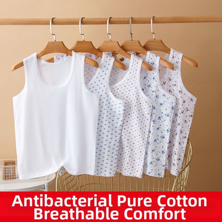 Moteriška medvilninė liemenė su plačiomis pečių juostomis, 100% medvilnė, apvali kaklo linija, plonas audinys 121–140 g/m2, tinkama visoms sezonoms.