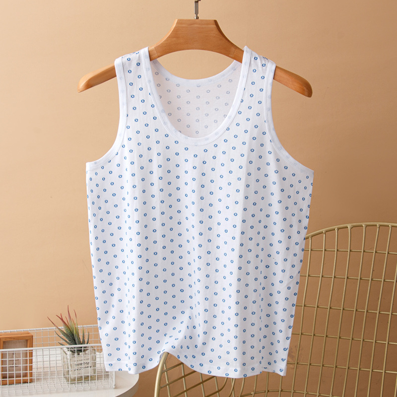 Moteriška medvilninė liemenė su plačiomis pečių juostomis, 100% medvilnė, apvali kaklo linija, plonas audinys 121–140 g/m2, tinkama visoms sezonoms.