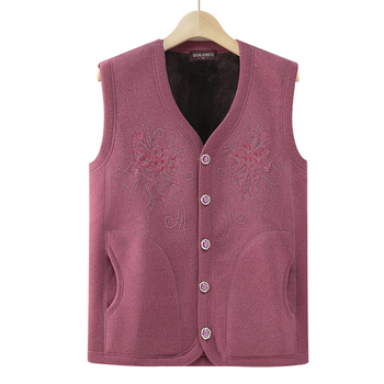 Vestă de iarnă cu fleece pentru femei - stil casual, pentru persoane în vârstă, poliester peste 95%, lungime normală 50–65 cm