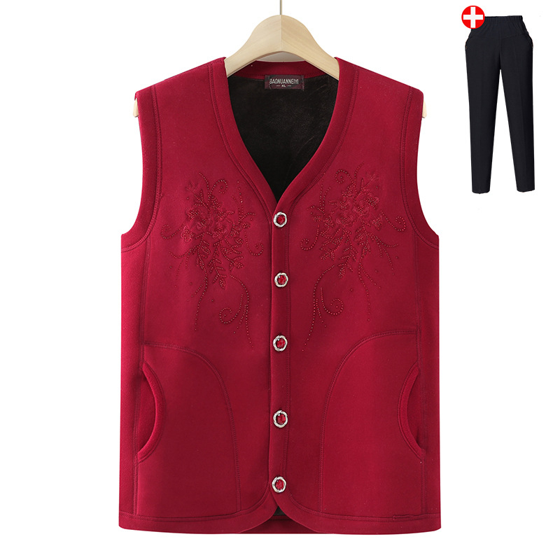 Vestă de iarnă cu fleece pentru femei - stil casual, pentru persoane în vârstă, poliester peste 95%, lungime normală 50–65 cm