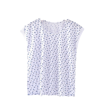 Vasaros medvilninis moterų topas, laisvas kirpimas, apvalios kaklo iškirpimas, plonas audinys