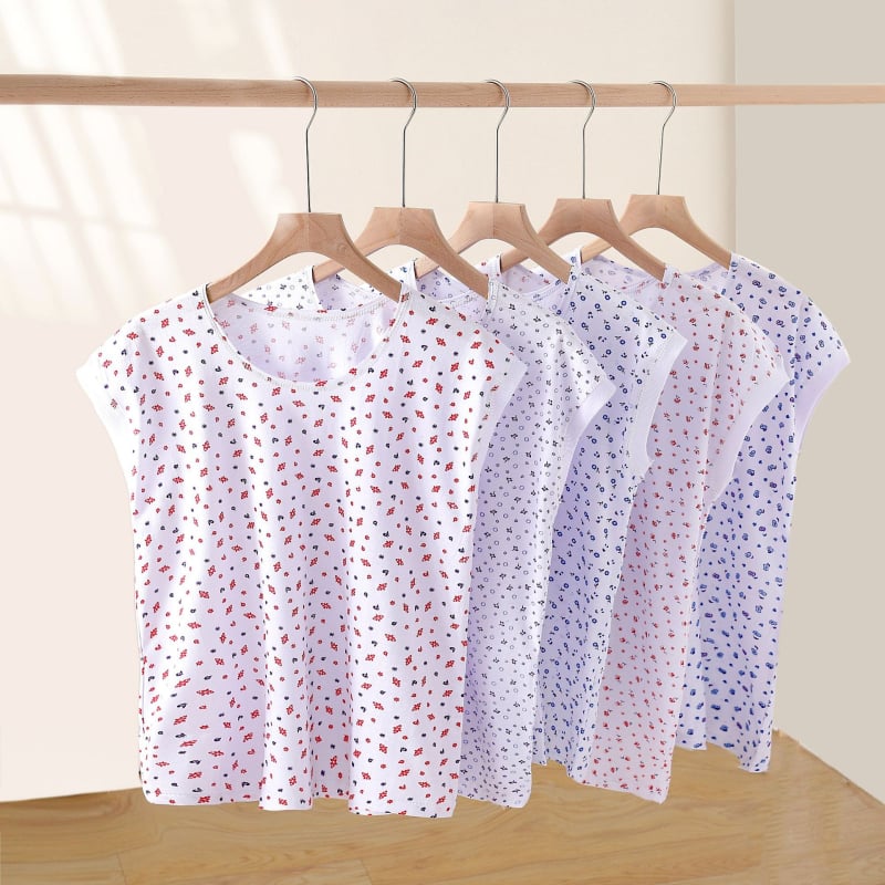 Vasaros medvilninis moterų topas, laisvas kirpimas, apvalios kaklo iškirpimas, plonas audinys