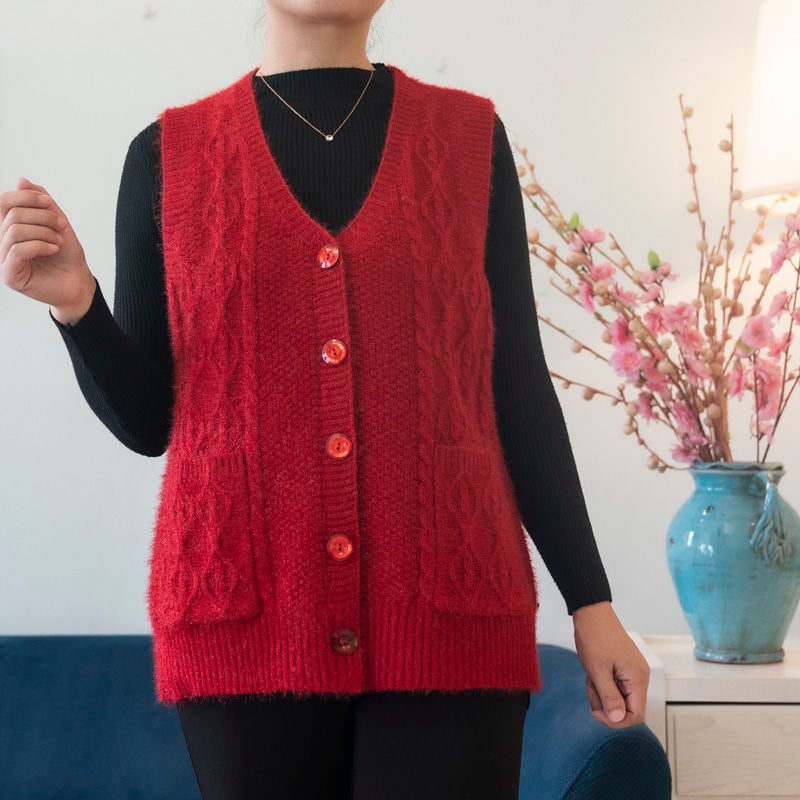 Vestă pentru femei adulte, țesătură chenille cu mai puțin de 30% elastan, guler polo, toamna 2024