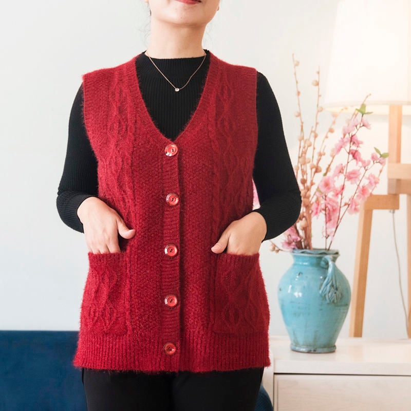 Vestă pentru femei adulte, țesătură chenille cu mai puțin de 30% elastan, guler polo, toamna 2024