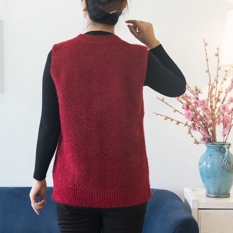 Vestă pentru femei adulte, țesătură chenille cu mai puțin de 30% elastan, guler polo, toamna 2024