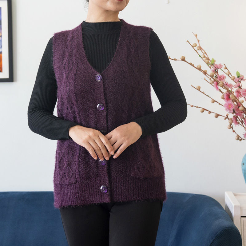 Vestă pentru femei adulte, țesătură chenille cu mai puțin de 30% elastan, guler polo, toamna 2024