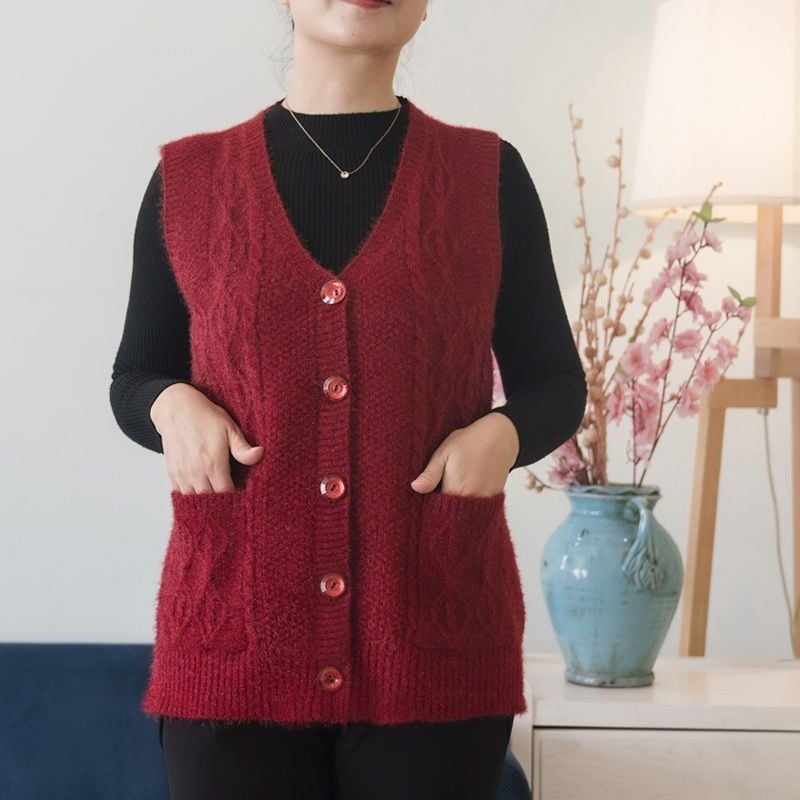 Vestă pentru femei adulte, țesătură chenille cu mai puțin de 30% elastan, guler polo, toamna 2024
