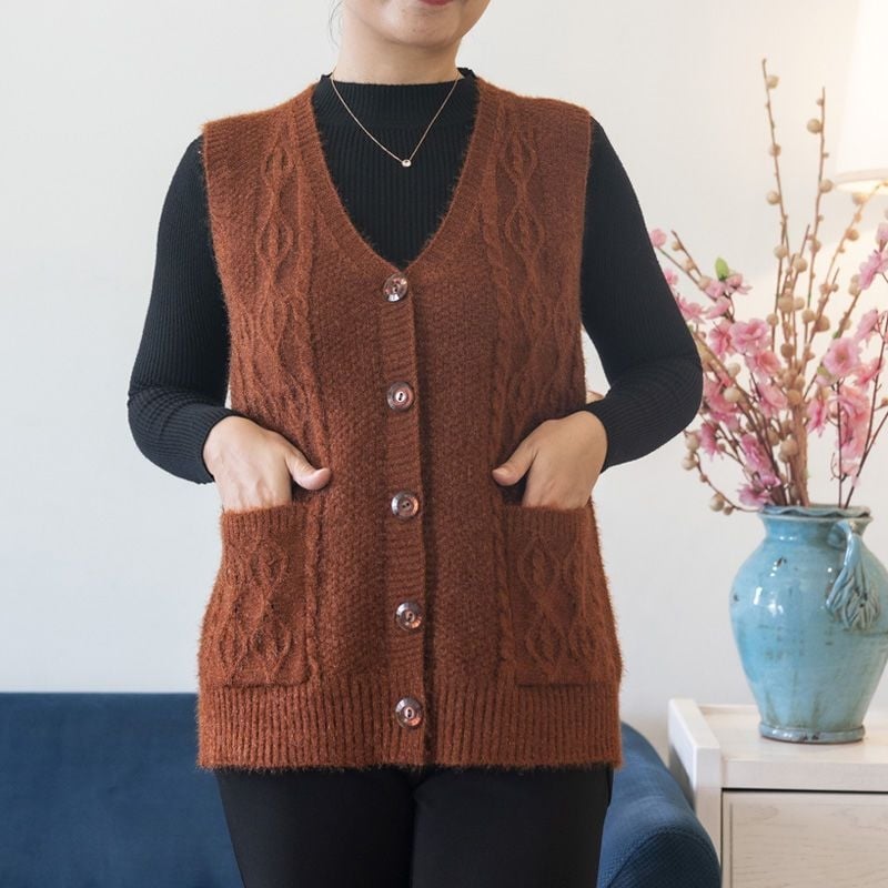 Vestă pentru femei adulte, țesătură chenille cu mai puțin de 30% elastan, guler polo, toamna 2024