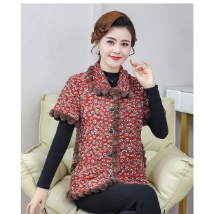 Női mellény fleece-betétes, virágmintás, rever gallérral, egysoros záródás, őszi-téli szezon