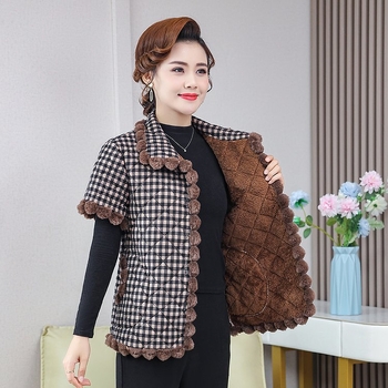 Női mellény fleece-betétes, virágmintás, rever gallérral, egysoros záródás, őszi-téli szezon