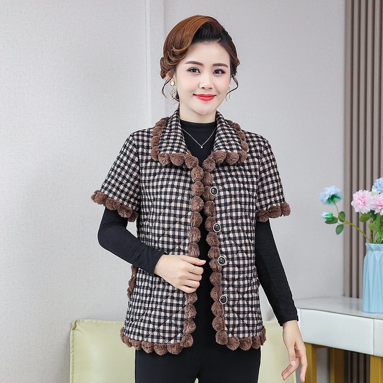 Női mellény fleece-betétes, virágmintás, rever gallérral, egysoros záródás, őszi-téli szezon