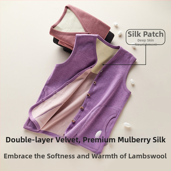 Vestă cu încălzire automată pentru adulți — căptușeală din fleece de miel, poliester 90–95%, elastan până la 30%, culoare solidă, lungime medie