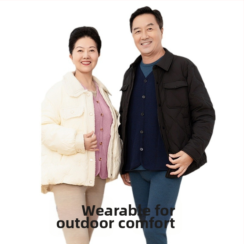 Vestă cu încălzire automată pentru adulți — căptușeală din fleece de miel, poliester 90–95%, elastan până la 30%, culoare solidă, lungime medie