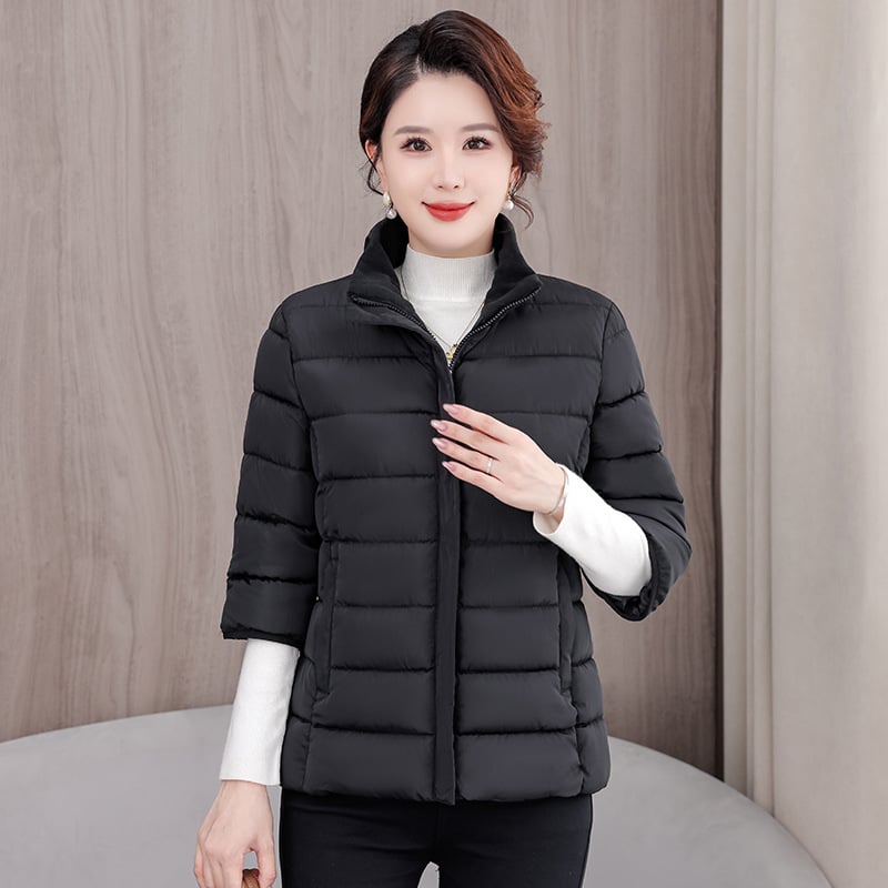 Γυναικείο γιλέκο σε στυλ ζακέτας με σταθερό γιακά, φερμουάρ, γέμισμα πολυεστέρα-βαμβάκι, μεσαίου μήκους χειμερινά εξωτερικά ρούχα, 2025