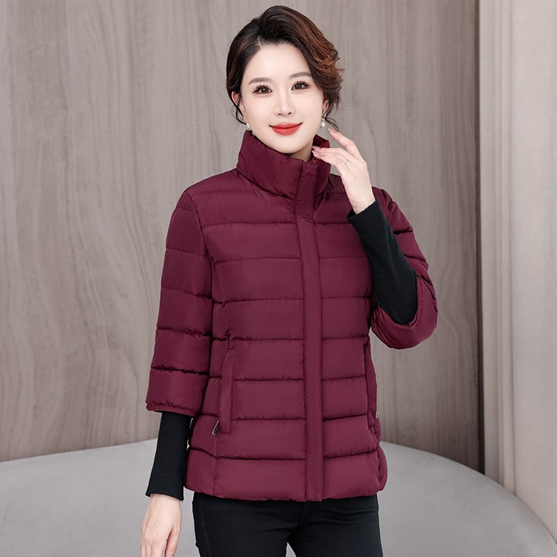 Γυναικείο γιλέκο σε στυλ ζακέτας με σταθερό γιακά, φερμουάρ, γέμισμα πολυεστέρα-βαμβάκι, μεσαίου μήκους χειμερινά εξωτερικά ρούχα, 2025