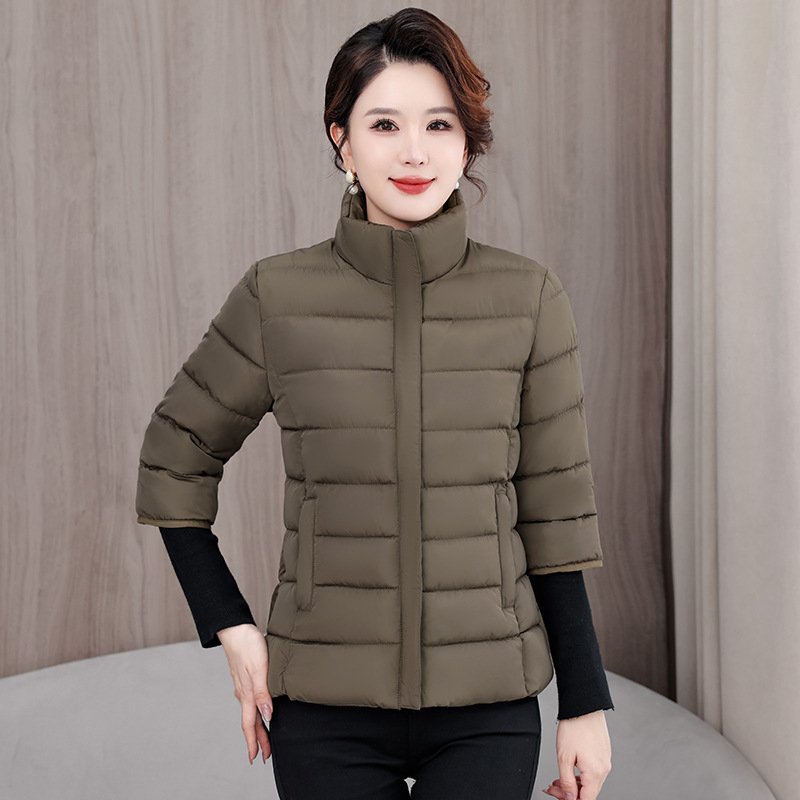 Γυναικείο γιλέκο σε στυλ ζακέτας με σταθερό γιακά, φερμουάρ, γέμισμα πολυεστέρα-βαμβάκι, μεσαίου μήκους χειμερινά εξωτερικά ρούχα, 2025